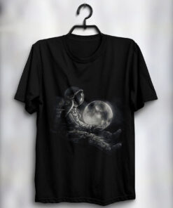 T-Shirts Black with Astronaut Logo Casual Wear