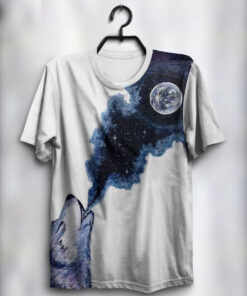 T-Shirts Wolf Moon Causal Wear Multicolor