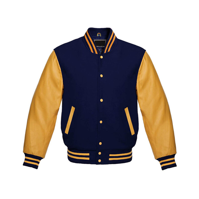 Blue and Yellow Varsity Jacket | Dark Blue & Yellow Letterman Jacket