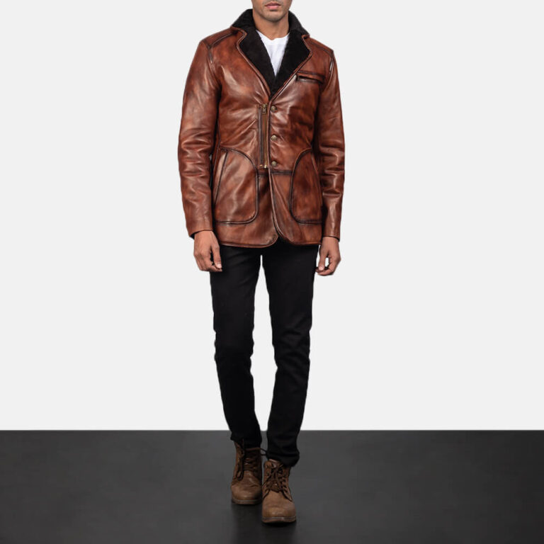 Rocky Brown Fur Leather Coat: Custom Leather Jacket