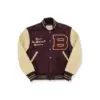 Brown Varsity Jacket Burgundy, Beach Cloth | Cow Leather